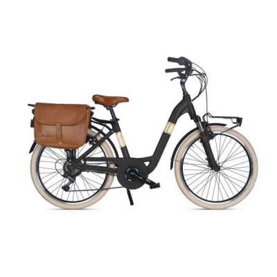 Bicicletta Via Veneto Classic E-bike Lady 24” 6 Speed VVE24L Nero Polvere di Caffè (Opaco)